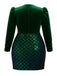 Green 1960s Seuqins V-Neck Velvet Bodycon Dress - vintage dress, retro fashion