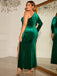 She slips into this Green 1960s Slit One Shoulder Velvet Dress and suddenly it's a 1960s daydream