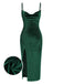 She slips into this Green 1960s Slit Suspender Velvet Dress and suddenly it's a 1960s daydream