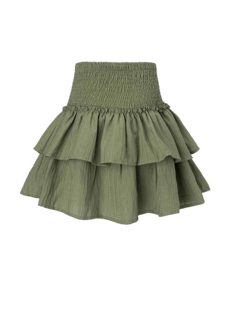 She sways in this Green 1960s Solid Elastic Waist Cake Skirt and it's pure 1960s magic