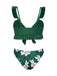 She's wearing Green 1960s Strap Floral Ruffles Swimsuit and the whole beach remembers the 1960s