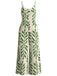 Green 1960s Print V-Neck Jumpsuit