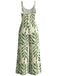 Green 1960s Print V-Neck Jumpsuit