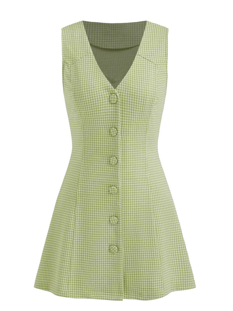 green houndstooth dress Yumana Green Shetland Houndstooth Dress
