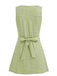 Green 1960s V-Neck Houndstooth Sleeveless Dress - vintage dress, retro fashion