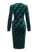 Green 1960s Velvet Plant Pattern Pencil Dress - vintage dress, retro fashion