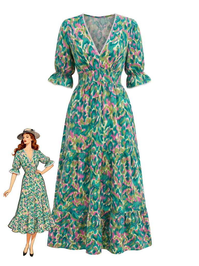 Green 1940s Vintage Retro Dress