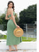 Green 1970s Boho Beaded Bikini Set & Ruched Cover-Up — because 1970s glamour never goes out of style