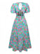 Green 1970s Boho Floral V-Neck Dress - vintage dress, retro fashion