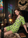 Green 1970s Halloween Eyeball Lapel Pajama Set - vintage fashion, retro style