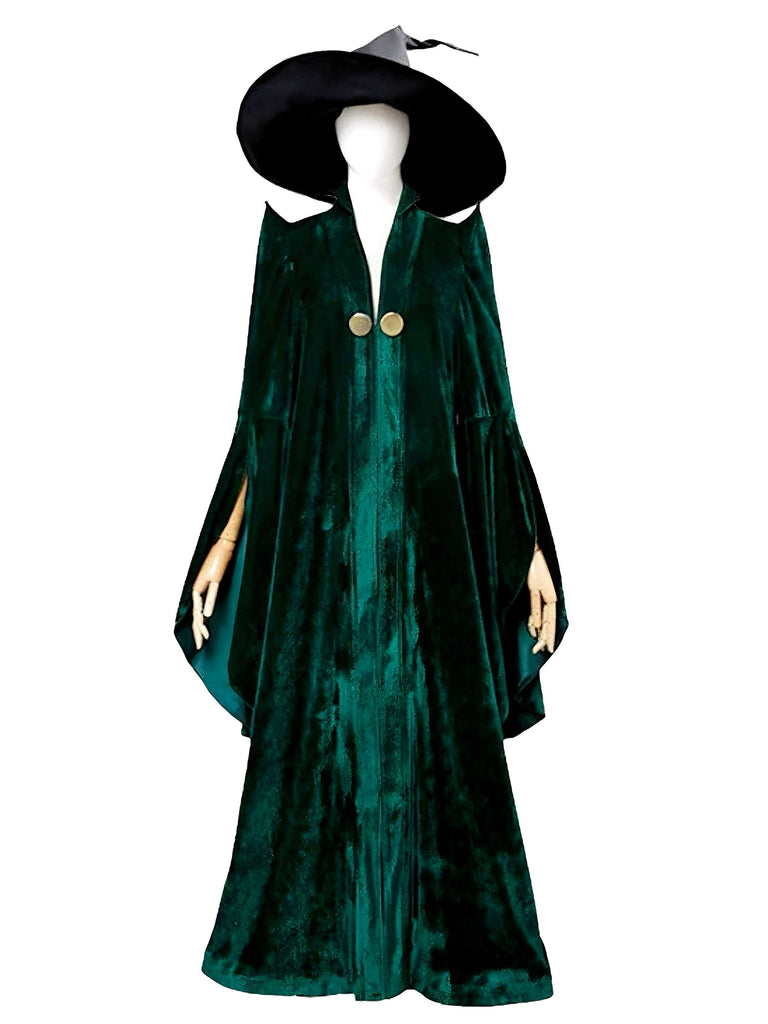 Professor Mcgonagall Costume Set Halloween Witch Costume Velvet Cloak
