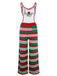 She finds her 1970s story in this Green 1970s Happy Christmas Straps Knitted Jumpsuit