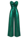 Green 1970s Knotted Cut-Out Glossy Jumpsuit - vintage jumpsuit, retro fashion