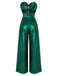 Green 1970s Knotted Cut-Out Glossy Jumpsuit - vintage jumpsuit, retro fashion