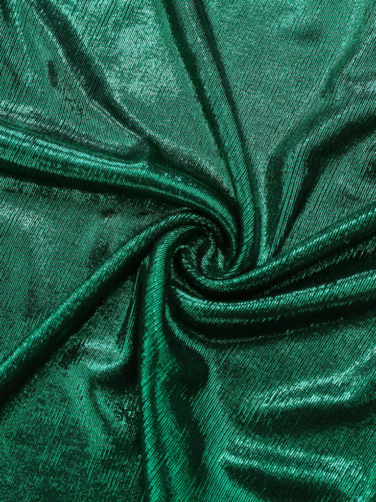 Green 1970s Knotted Cut-Out Glossy Jumpsuit - vintage jumpsuit, retro fashion