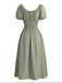Green 1950s Square Neck Puff Sleeve Boho Dress 3
