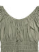 Green 1950s Square Neck Puff Sleeve Boho Dress 8