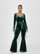 Green 1970s Sweetheart Flare Leg Velvet Jumpsuit - vintage jumpsuit, retro fashion
