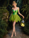 Green 1970s Tinker Bell Fairy Petal Hem Mini Dress - vintage dress, retro fashion