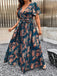 Green 1980s Floral Surplice Slit Dress - vintage dress, retro fashion