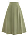 Green 1980s Solid Midi Skirt - vintage skirt, retro style