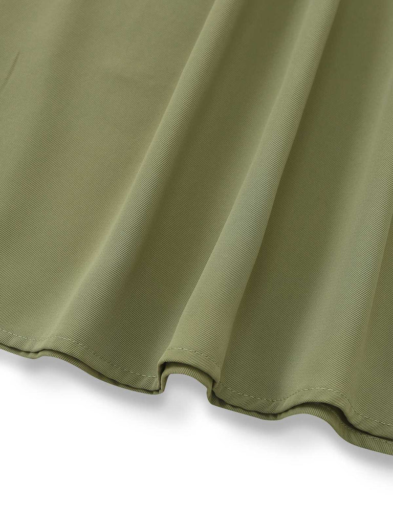 Green 1980s Solid Midi Skirt - vintage skirt, retro style