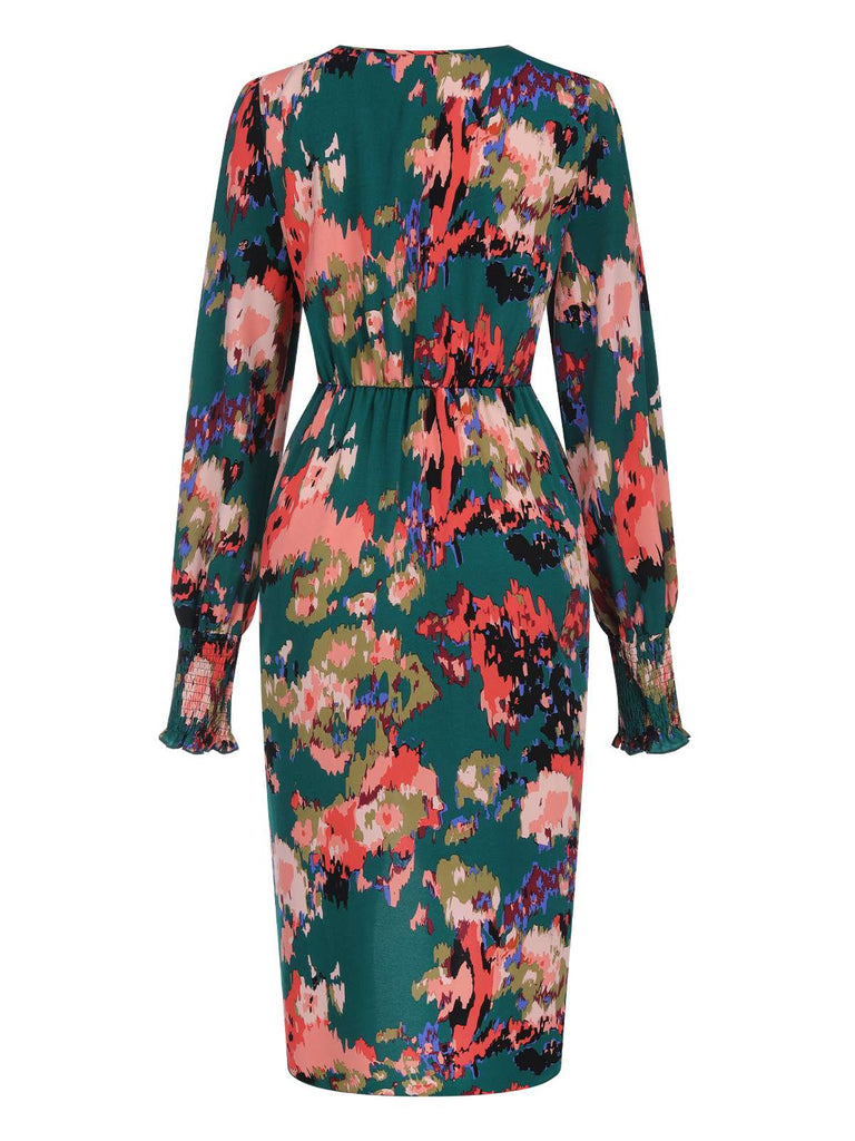 1980s Surplice Floral Tulip Hem | 1980s | vintage dress, retro fashion