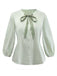 Green 1980s Tie-Neck Puff Sleeve Blouse - vintage fashion, retro style