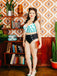 Green Checked Halter Bowknot Bikini Set: timeless style reimagined