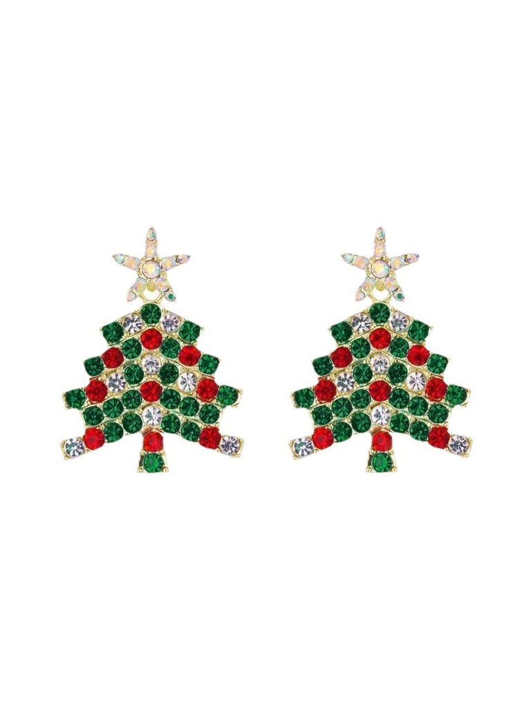 She adds this Green Christmas Tree & Star Rhinestones Earrings and suddenly it's vintage perfection