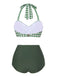 Green Gray 1940s Halter Plaids Swimsuit — because 1940s glamour never goes out of style