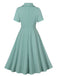 Green Gray 1950s Lapel Solid Dress: where 1950s romance meets her modern spirit