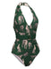Green Jaguar Vintage Halter One-piece Swimsuit: timeless style reimagined