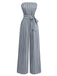 Grey 1930s Strapless Striped Belted Jumpsuit - vintage jumpsuit, retro fashion