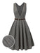 2PCS Grey 1940s V-Neck Plaid Dress & Satin Blouse — a 1940s silhouette that turns sidewalks into runways