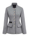 Grey 1940s Faux-Wool Stand Collar Buttons Jacket - vintage fashion, retro style
