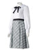 Grey 1940s Peter Pan Collar Bow Plaid Dress - vintage dress, retro fashion