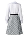 Grey 1940s Peter Pan Collar Bow Plaid Dress - vintage dress, retro fashion