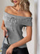 Grey 1950s Off-Shoulder Knitted Top: a 1950s classic that whispers rather than shouts