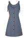 Grey 1970s Solid Buttoned Straps Dress, vintage dress, retro fashion - perfect for women who love vintage and retro fashion