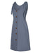 Grey 1970s Solid Buttoned Straps Dress, vintage dress, retro fashion - perfect for women who love vintage and retro fashion