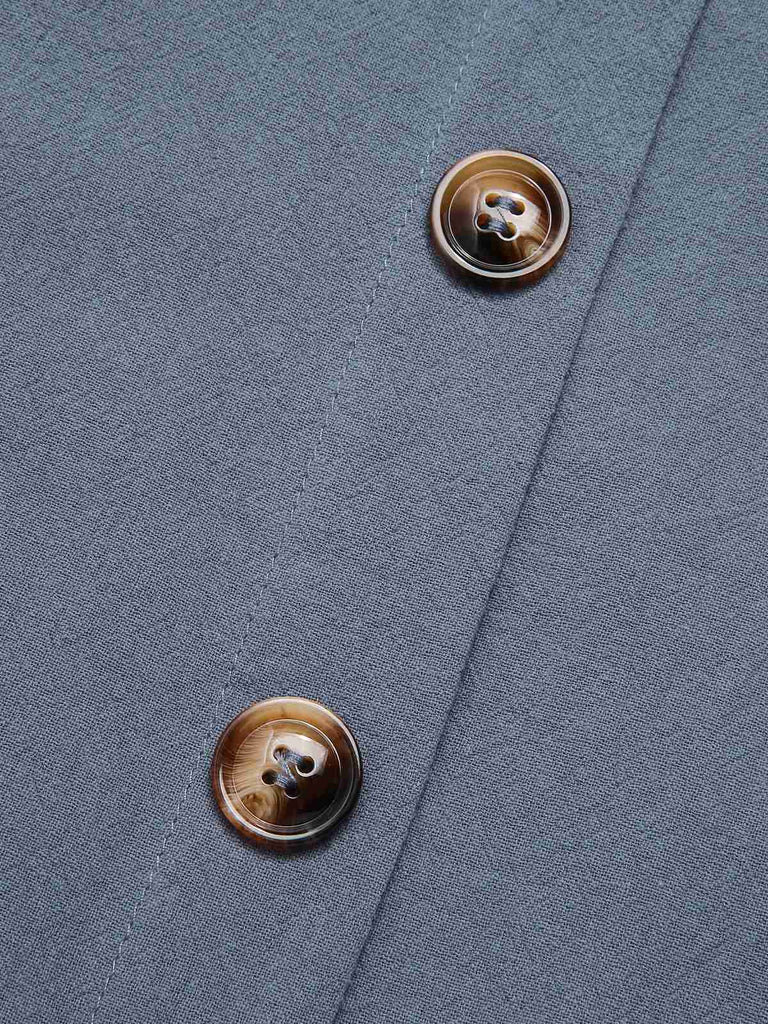 Grey 1970s Solid Buttoned Straps Dress, vintage dress, retro fashion - perfect for women who love vintage and retro fashion