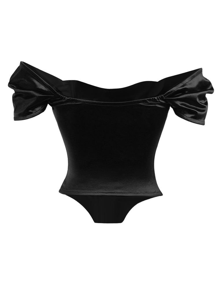 1930s Solid Satin Herringbone Court Style Top