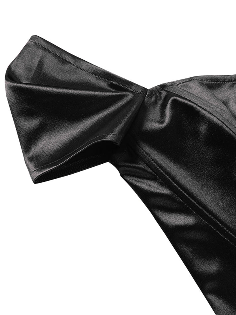 1930s Solid Satin Herringbone Court Style Top