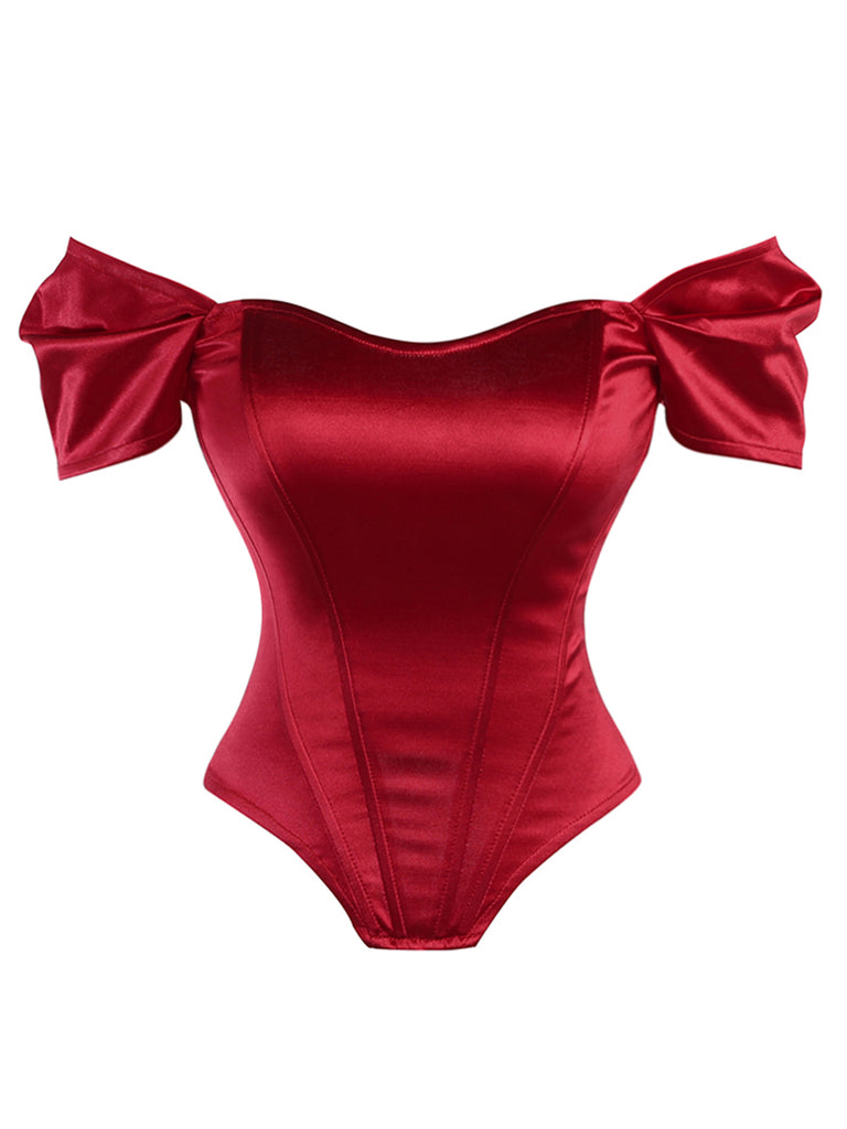 1930s Solid Satin Herringbone Court Style Top