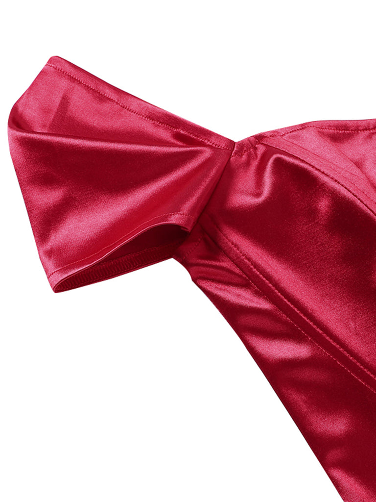1930s Solid Satin Herringbone Court Style Top