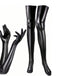 Halloween Black PU Leather Gloves & Thigh High Socks Set - vintage fashion, retro style, classic black