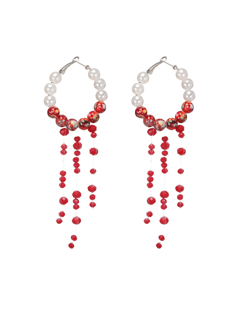Halloween Blood Drop Pearl Tassel Earrings, vintage fashion, retro style - perfect for women who love vintage and retro fashion