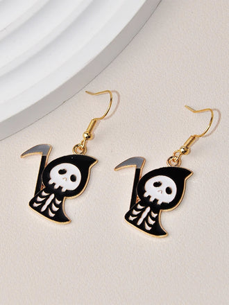 Halloween Cartoon Black Grim Reaper Earrings, vintage fashion, retro style - perfect for women who love vintage and retro fashion