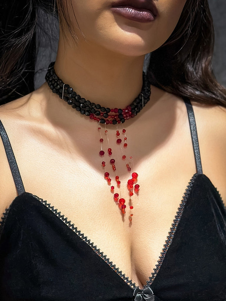 Halloween Gothic Crystal Blood Drop Necklace — vintage elegance for the modern woman